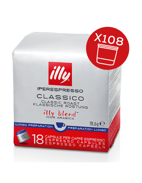 Kava Illy - kapsule Iperespresso - 6 x modra DOLGA - 108 kos
