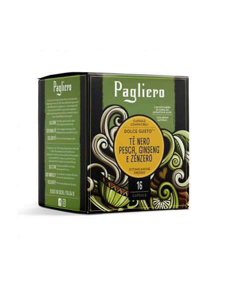 Pagliero - DG - Črni čaj - breskev, ginseng in ingver, 16 kos